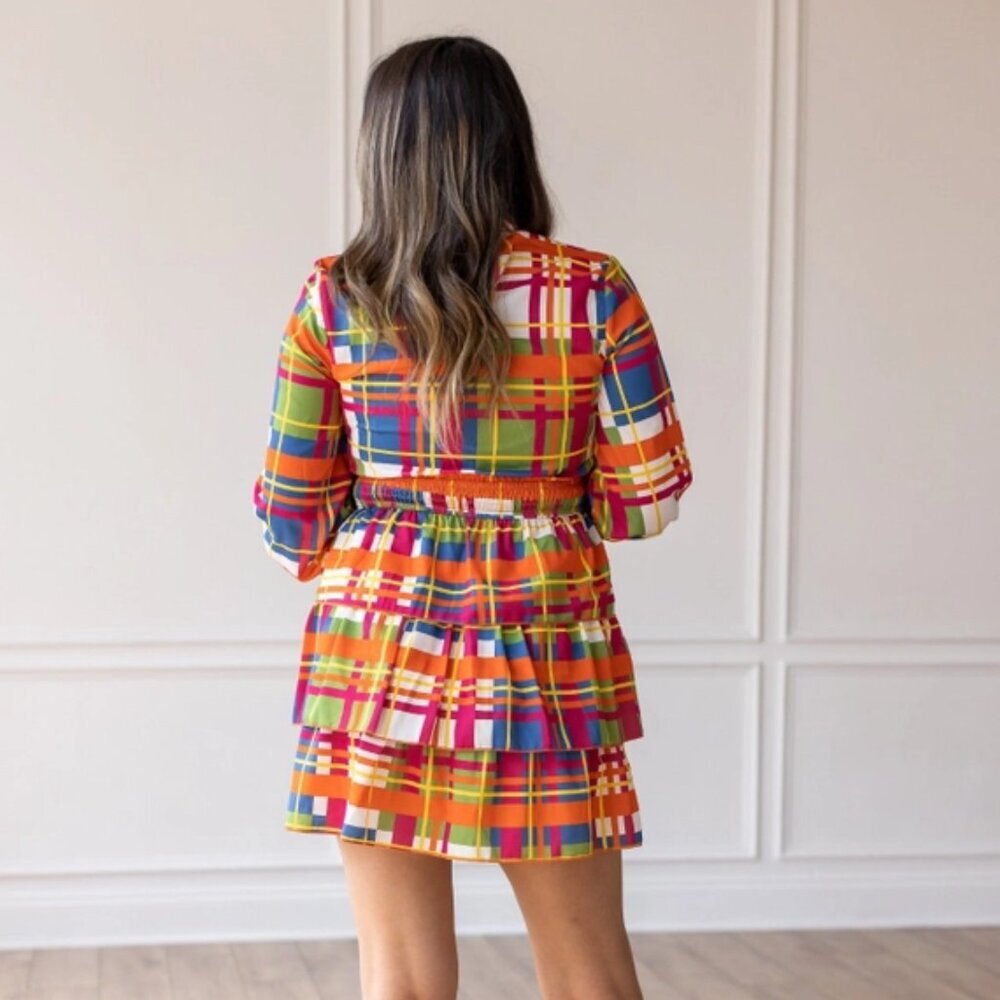 Southern Grace Colorful Plaid Mini Dress - Picture 2 of 2